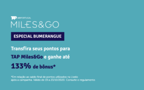 Top 03 - Promoções de Bônus de 2020 Tap Miles and Go Bumerangue
